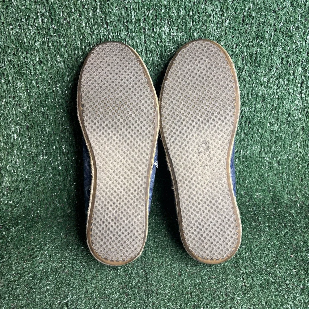 TOMS Alpargata Rope Espadrille Ikat Print Boho Slip On Flat Shoe Blue Womens 7